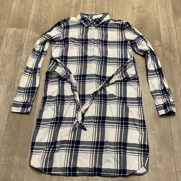 J. Crew Dresses & Skirts - Womens J. Crew Plaid Long Sleeve Front Tie Shirt Dress